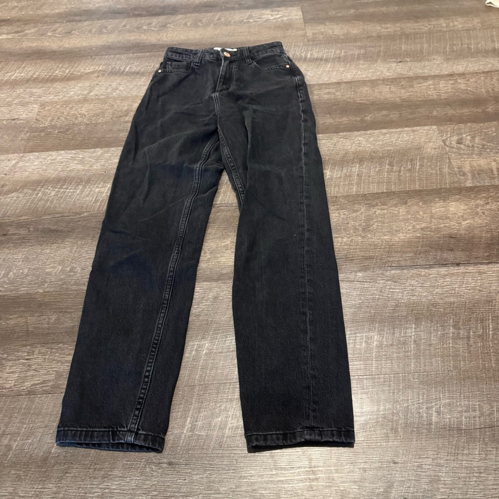 Zara Black Denim High Waisted Mom Jeans